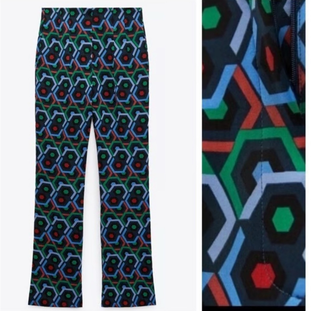 Zara Multicolor Geometric Patterned Pants